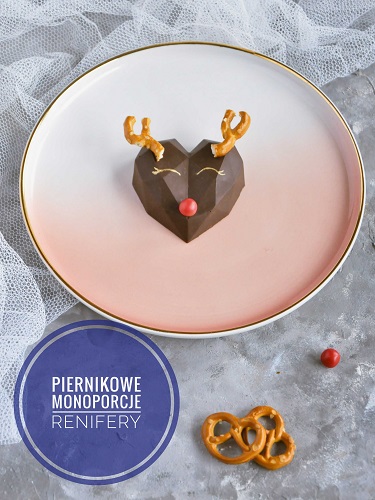 Świąteczne desery renifery piernikowe - monoporcje bożonarodzeniowe, gotowy deser