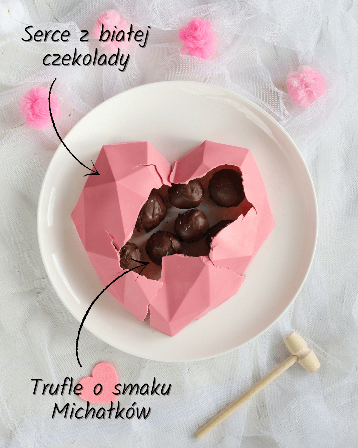 Czekoladowe serce (Breakable Chocolate Heart) - bombonierka DIY z truflami o smaku michałków