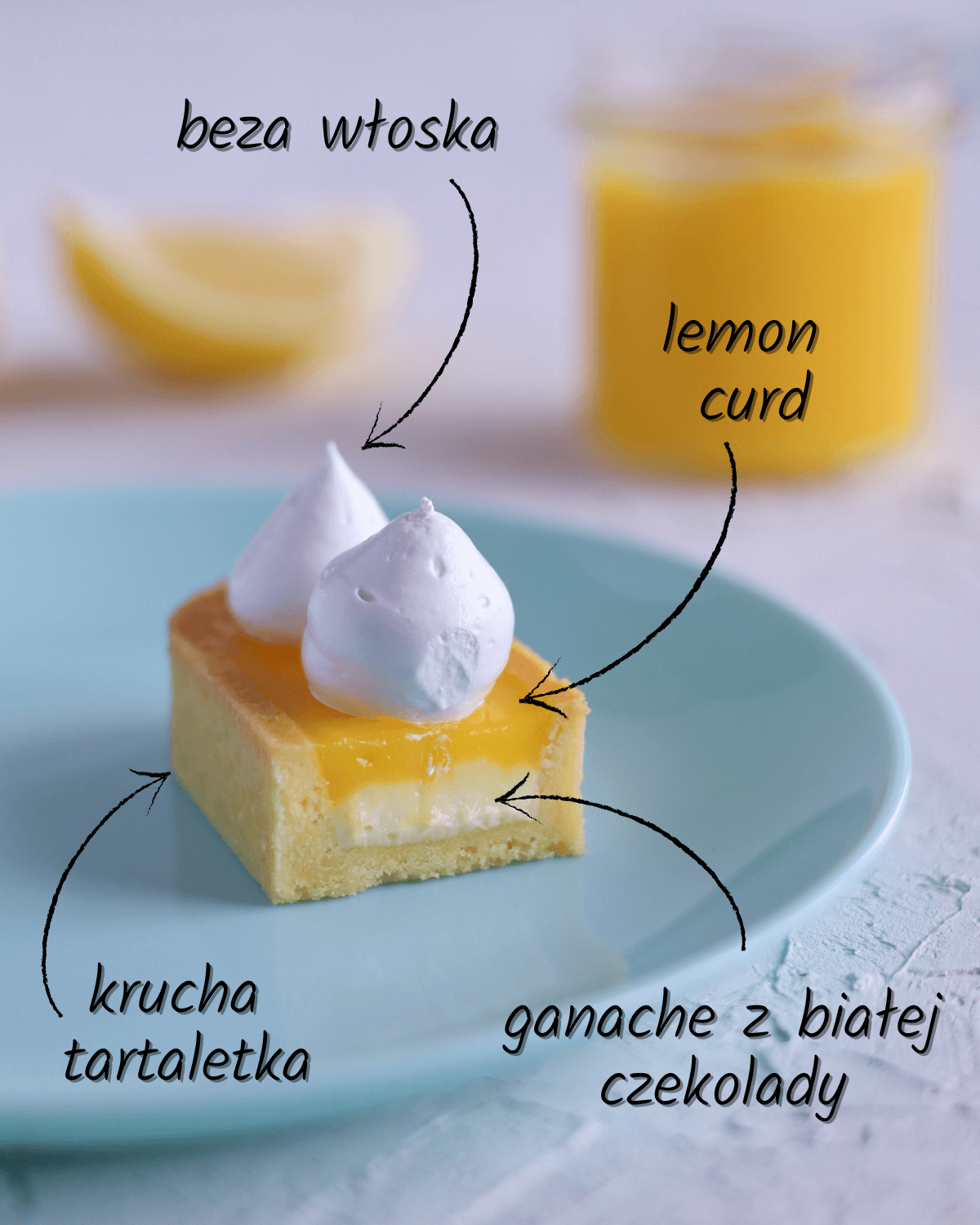 Tartaletki cytrynowe z lemon curd, białą czekoladą i bezą włoską