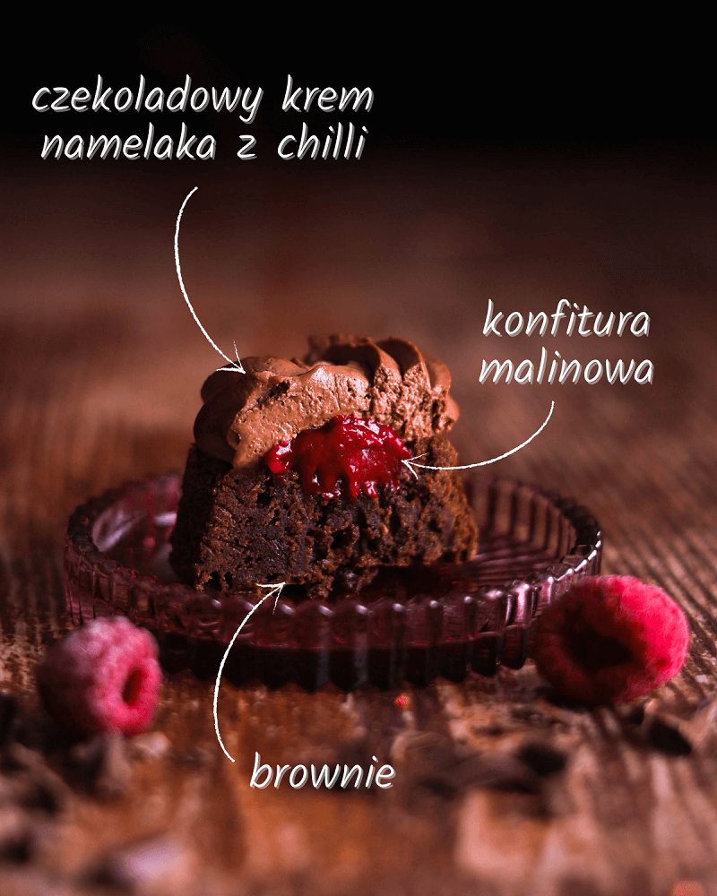 Babeczki brownie, czekoladowy krem z chilli i... (wybierz sama!)