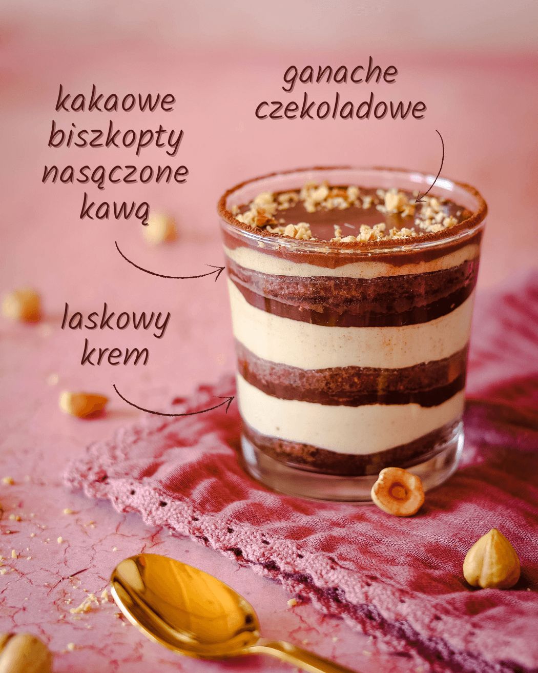Laskowe tiramisu z kakaowymi biszkoptami i ganache czekoladowym