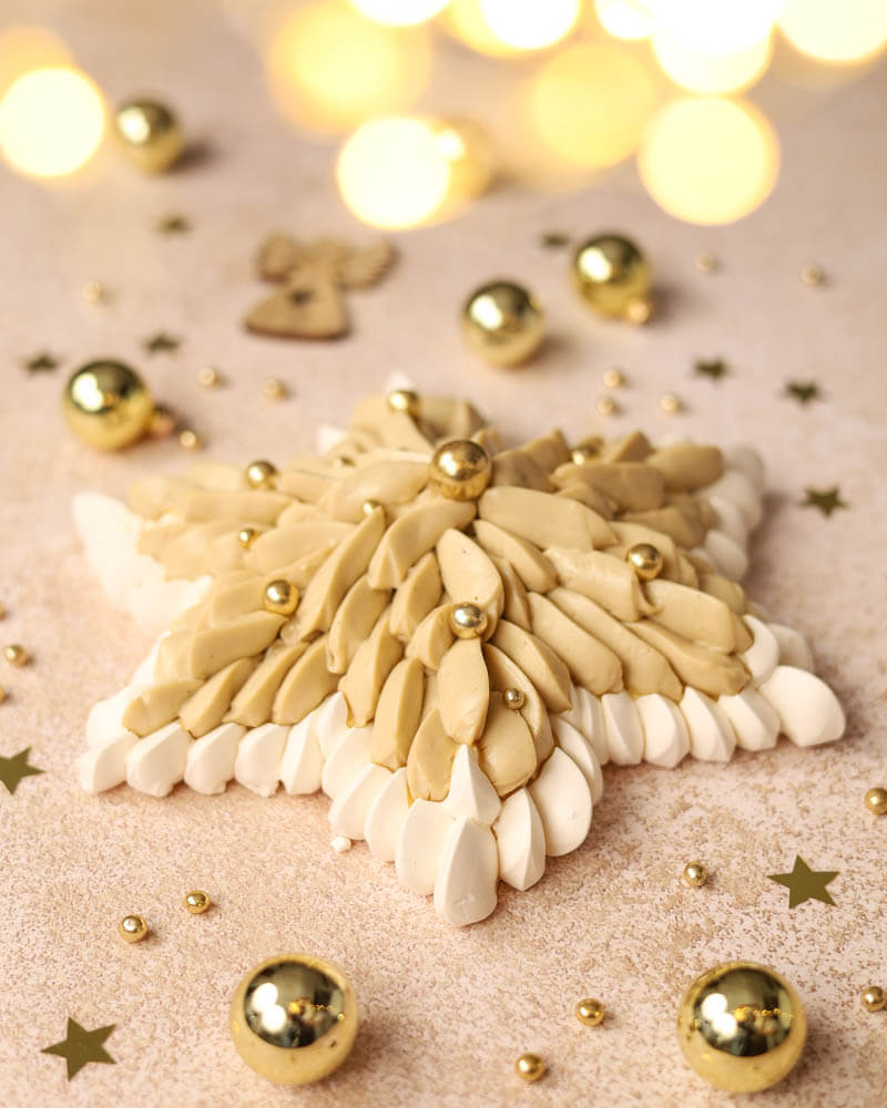 Bezowa gwiazda z kawowym kremem diplomat