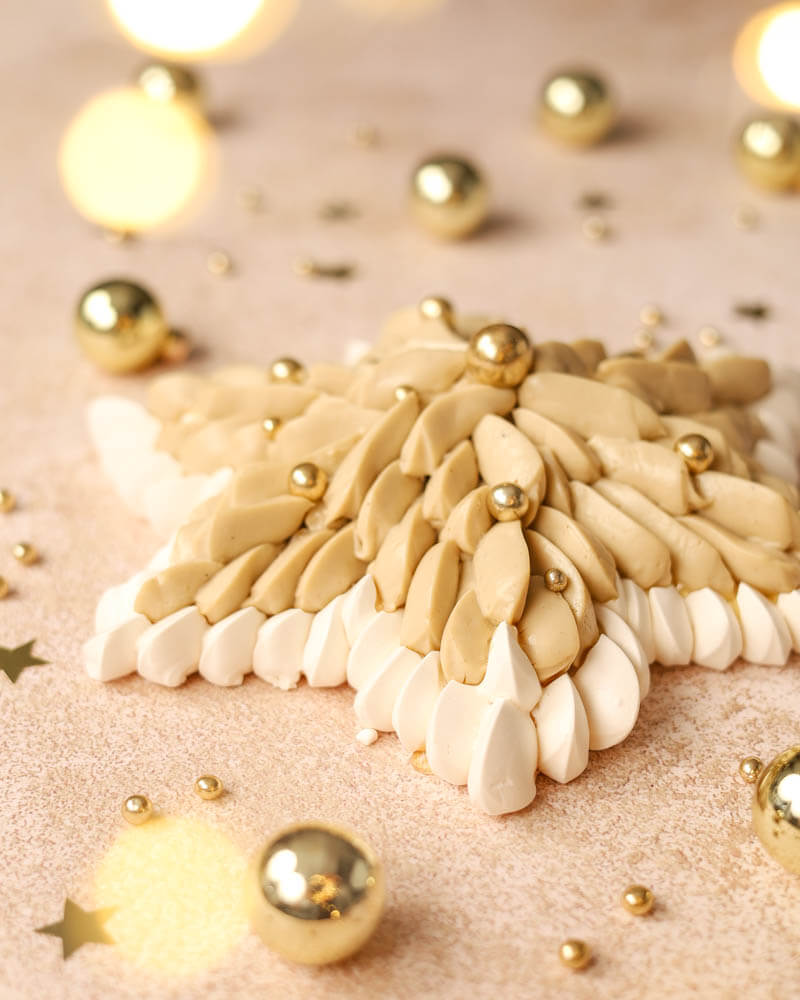 Bezowa gwiazda z kawowym kremem diplomat