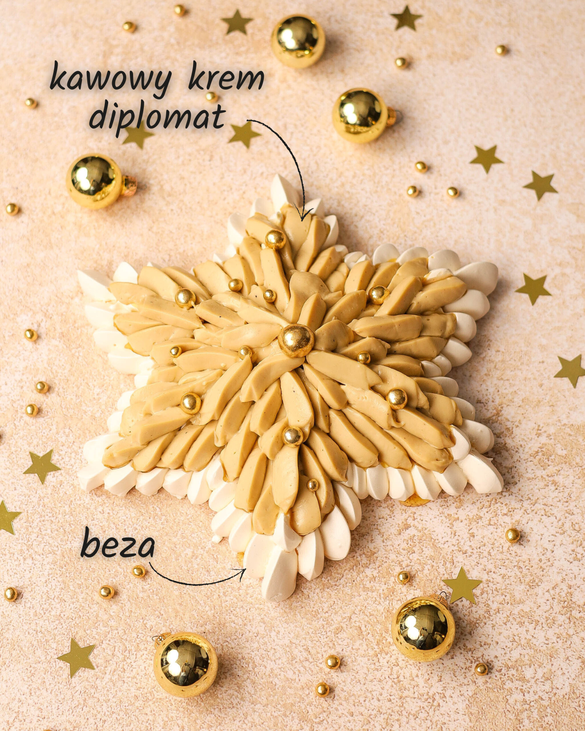 Bezowa gwiazda z kawowym kremem diplomat