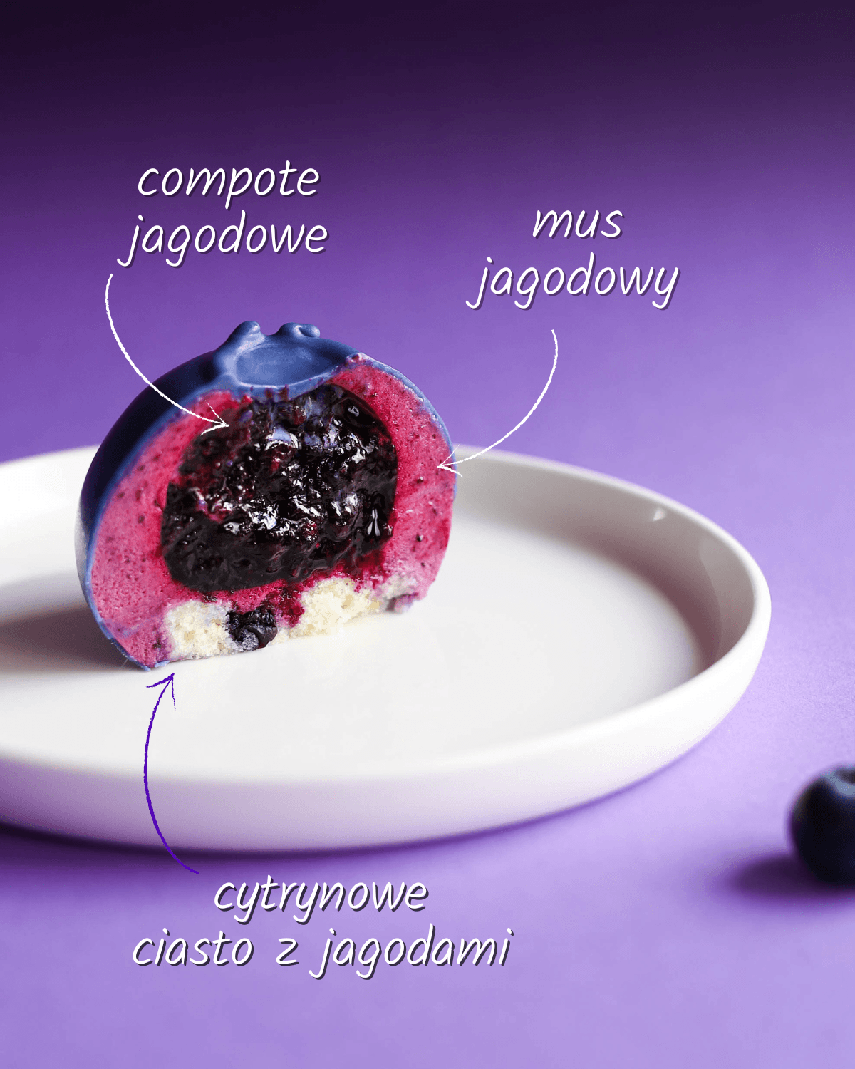 Monoporcja jagoda - nowoczesny deser w kształcie jagody